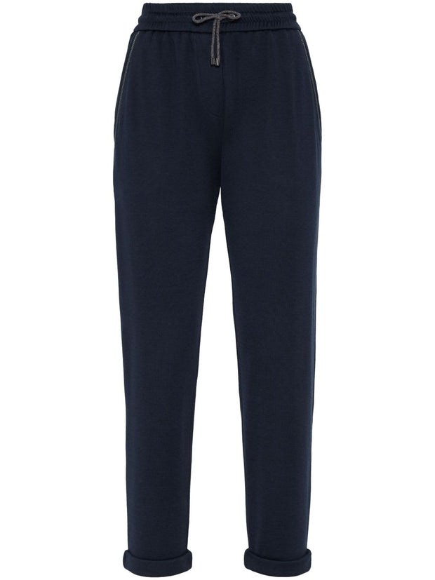 Brunello Cucinelli Cotton And Silk Trousers - Blue