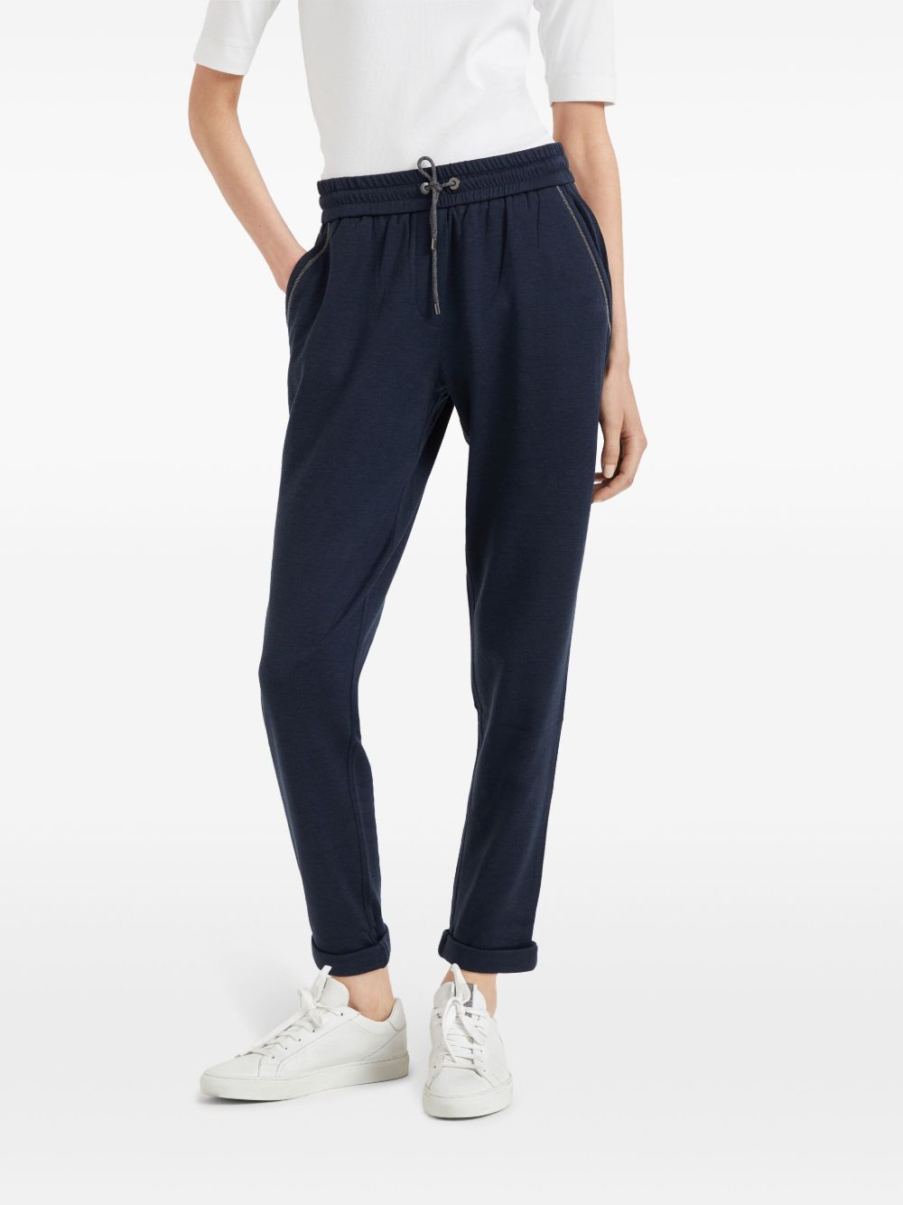 Brunello Cucinelli Cotton And Silk Trousers - Blue