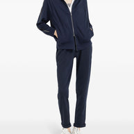 Brunello Cucinelli Cotton And Silk Trousers - Blue
