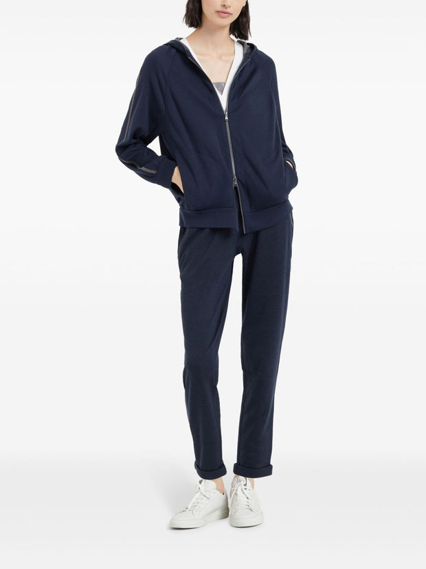 Brunello Cucinelli Cotton And Silk Trousers - Blue
