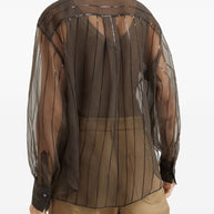 Brunello Cucinelli Semi Sheer Silk Shirt - Brown