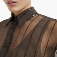 Brunello Cucinelli Semi Sheer Silk Shirt - Brown