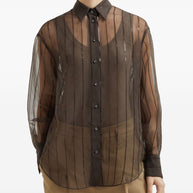 Brunello Cucinelli Semi Sheer Silk Shirt - Brown