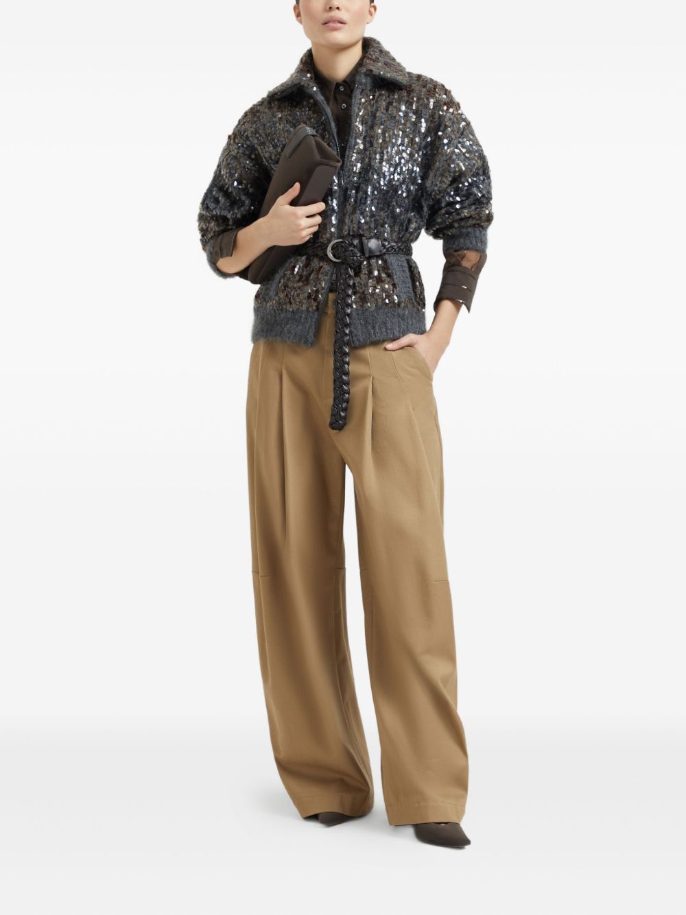 Brunello Cucinelli Semi Sheer Silk Shirt - Brown