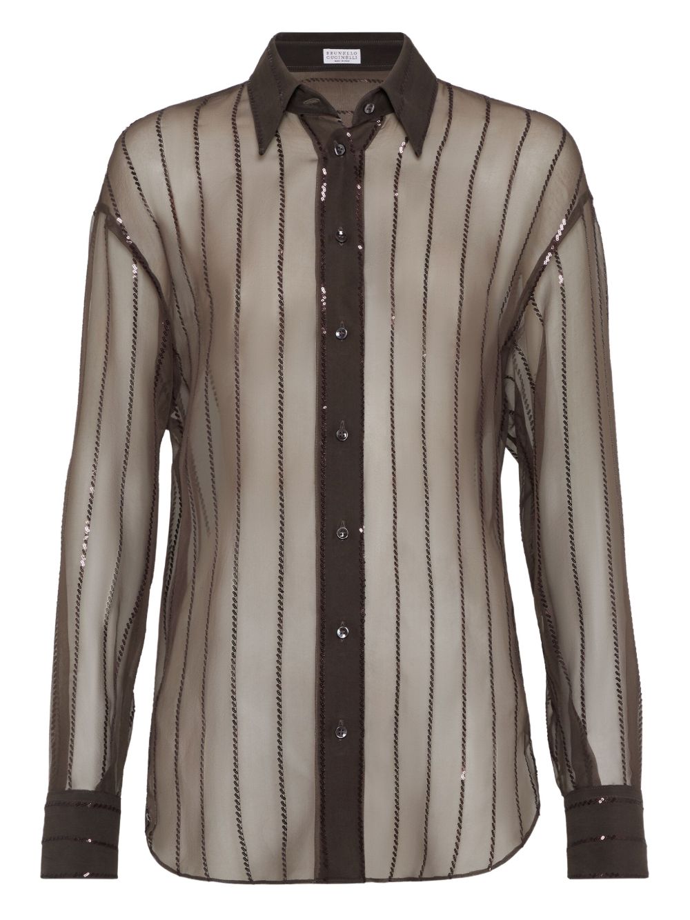 Brunello Cucinelli Semi Sheer Silk Shirt - Brown