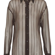 Brunello Cucinelli Semi Sheer Silk Shirt - Brown
