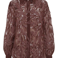 Brunello Cucinelli Crispy Silk Shirt With Dazzling Floral Embroidery