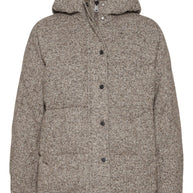 Brunello Cucinelli Buttoned Chevron Down Jacket In Virgin Wool And Silk With Hood