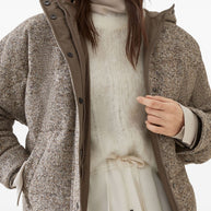 Brunello Cucinelli Buttoned Chevron Down Jacket In Virgin Wool And Silk With Hood