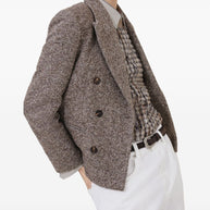 Brunello Cucinelli Virgin Wool And Silk Mélange Diagonal Blazer With Monili