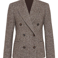 Brunello Cucinelli Virgin Wool And Silk Mélange Diagonal Blazer With Monili
