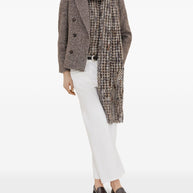 Brunello Cucinelli Virgin Wool And Silk Mélange Diagonal Blazer With Monili