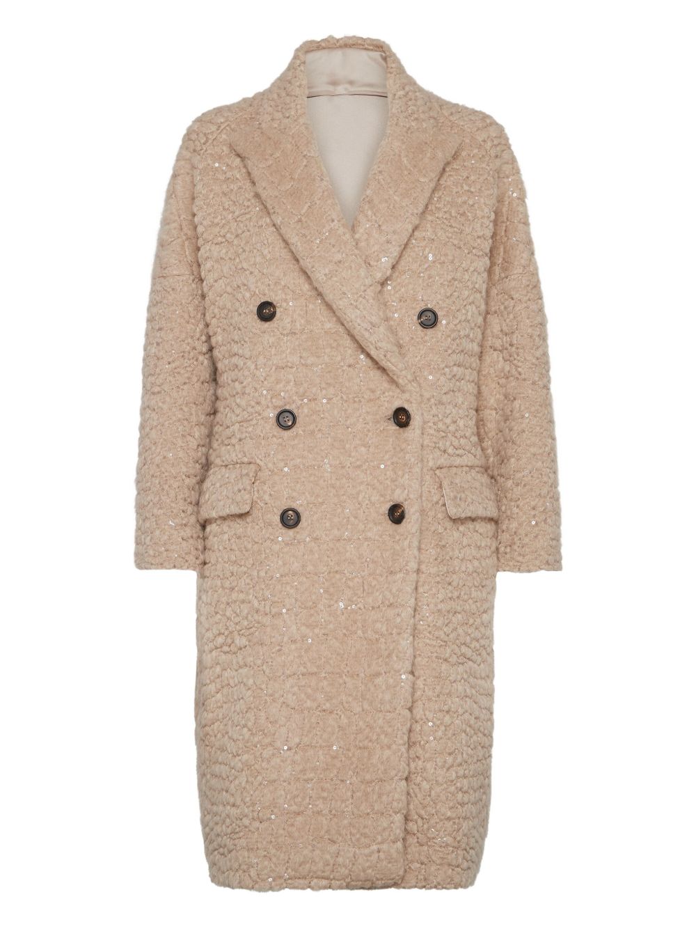 Brunello Cucinelli Virgin Wool And Mohair Coat With Dazzling Croc Motif