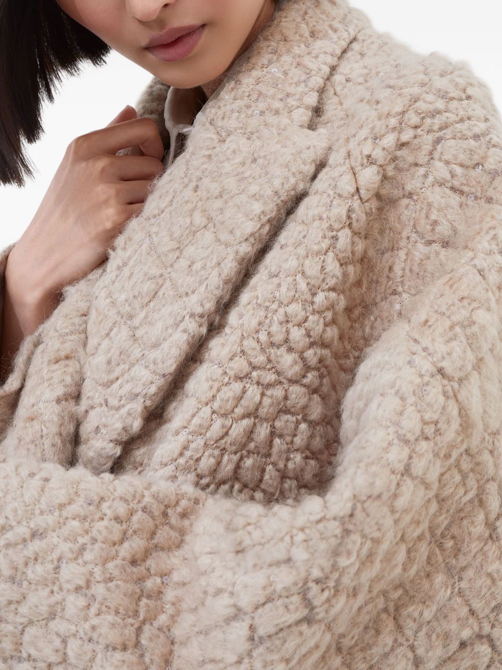 Brunello Cucinelli Virgin Wool And Mohair Coat With Dazzling Croc Motif