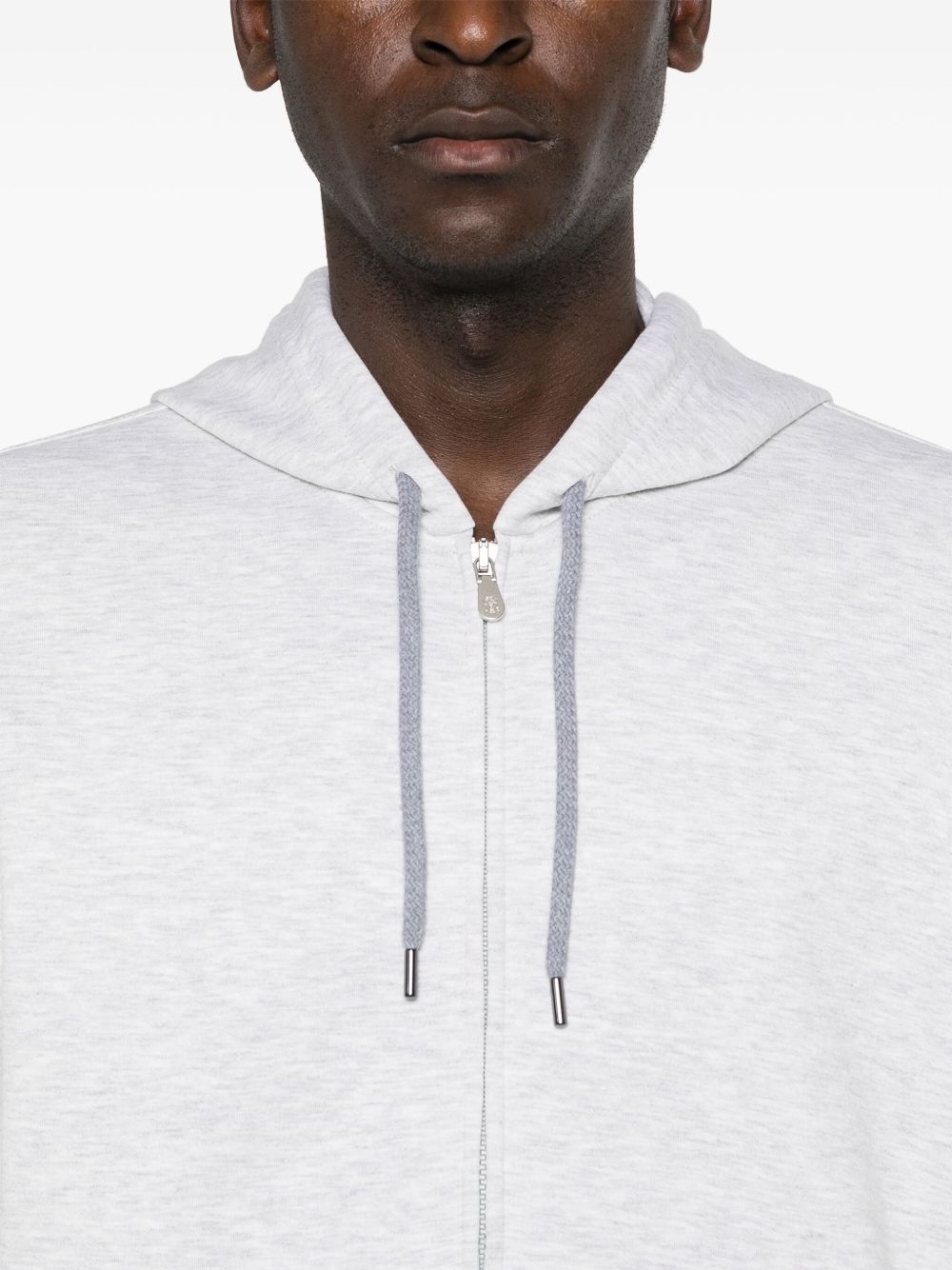 Brunello Cucinelli Cotton Blend Zipped Hoodie Grey