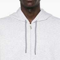 Brunello Cucinelli Cotton Blend Zipped Hoodie Grey