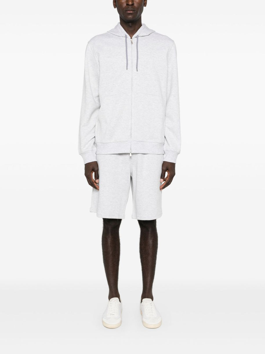 Brunello Cucinelli Cotton Blend Zipped Hoodie Grey