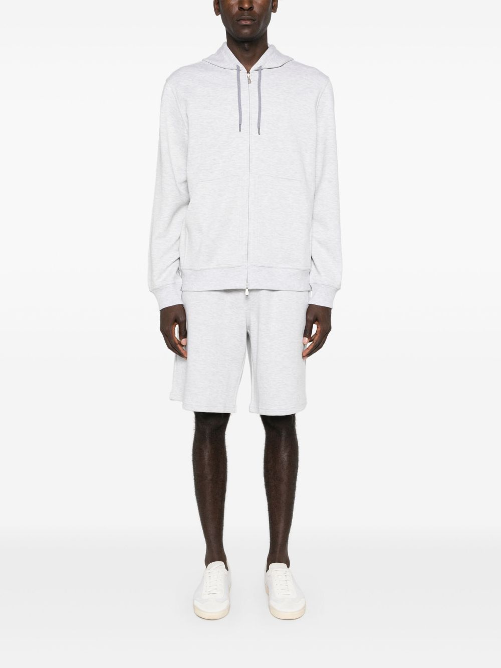 Brunello Cucinelli Cotton Blend Zipped Hoodie Grey