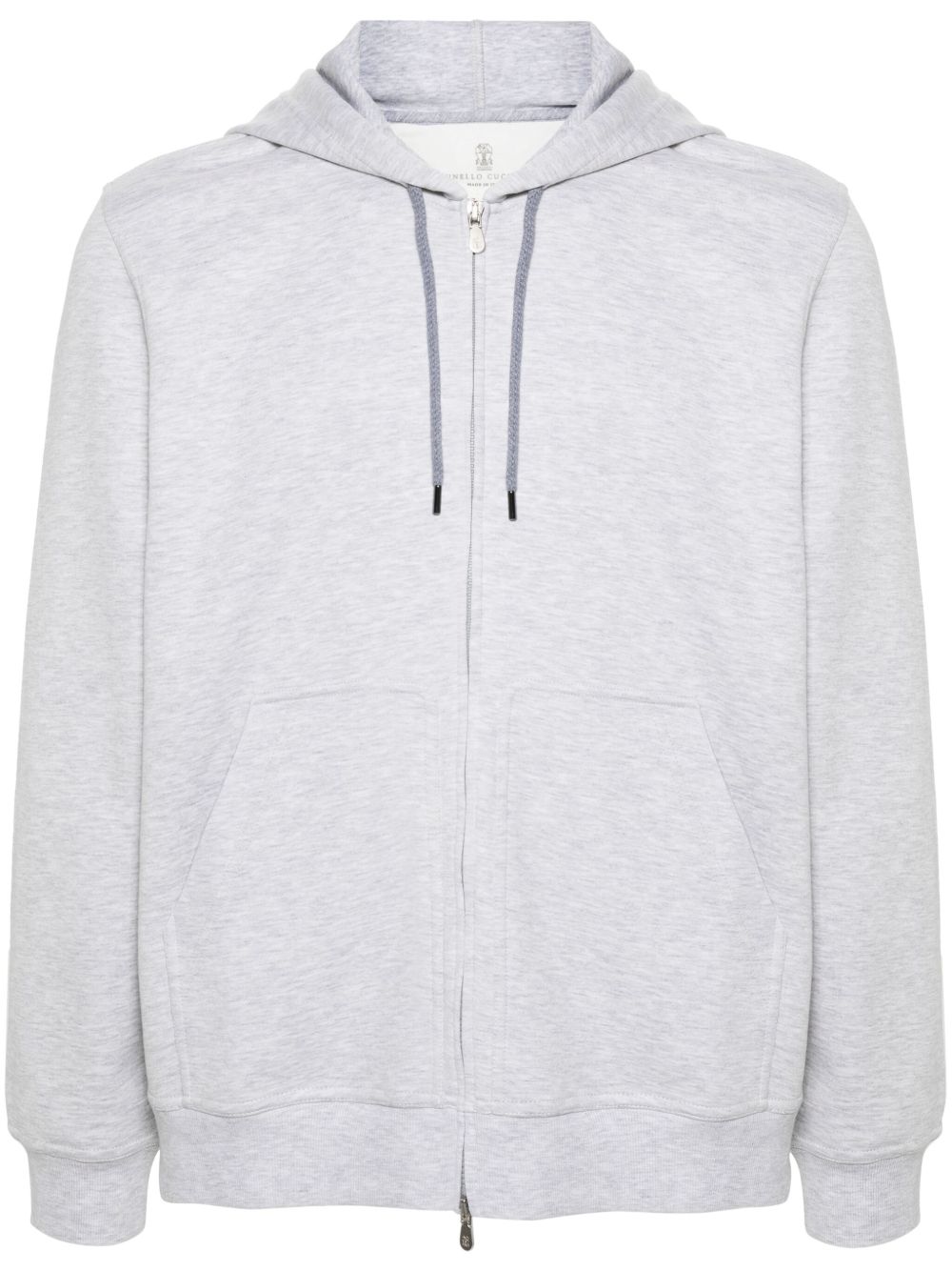 Brunello Cucinelli Cotton Blend Zipped Hoodie Grey