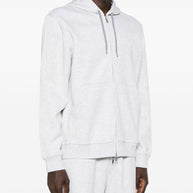 Brunello Cucinelli Cotton Blend Zipped Hoodie Grey