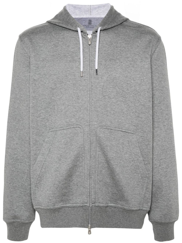 Brunello Cucinelli Cotton Blend Zipped Hoodie - Grey