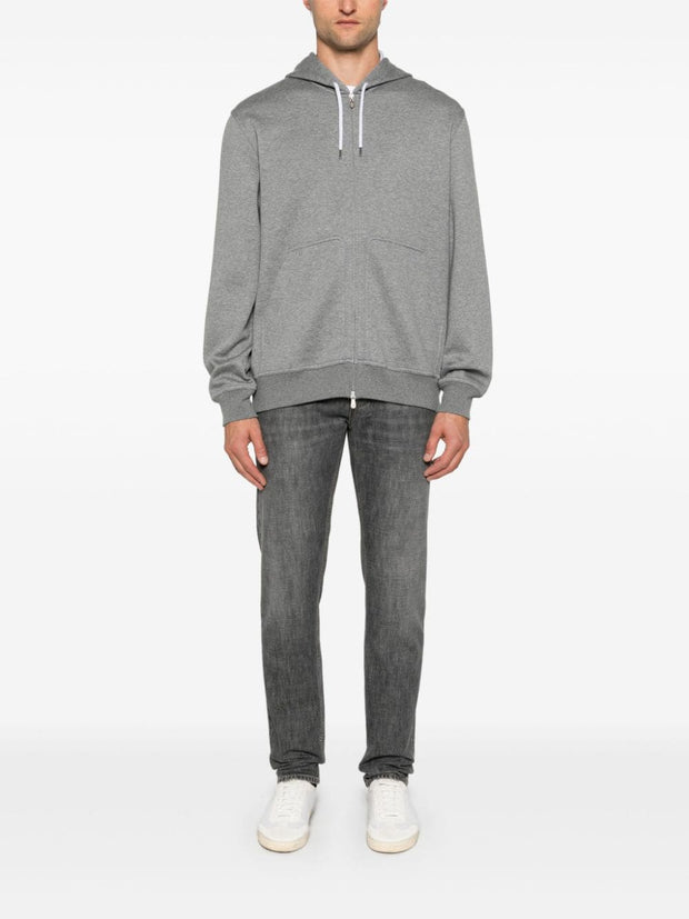 Brunello Cucinelli Cotton Blend Zipped Hoodie - Grey