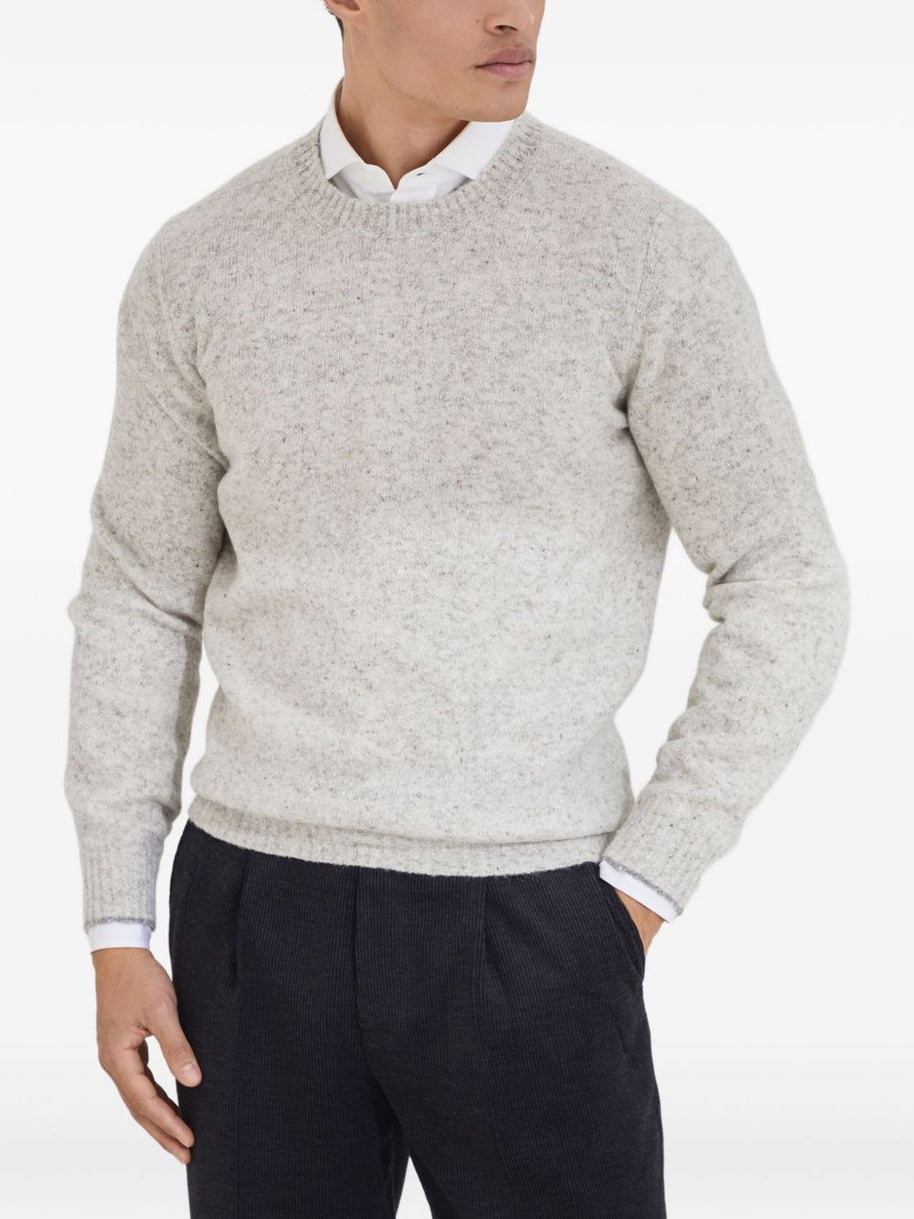 Brunello Cucinelli Flecked Alpaca, Wool, Silk And Cotton Sweater