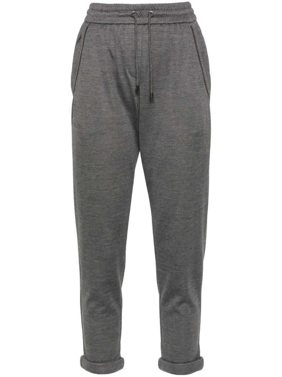 Brunello Cucinelli Cotton And Silk Blend Trousers - Grey