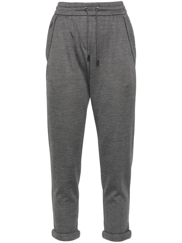 Brunello Cucinelli Cotton And Silk Blend Trousers - Grey