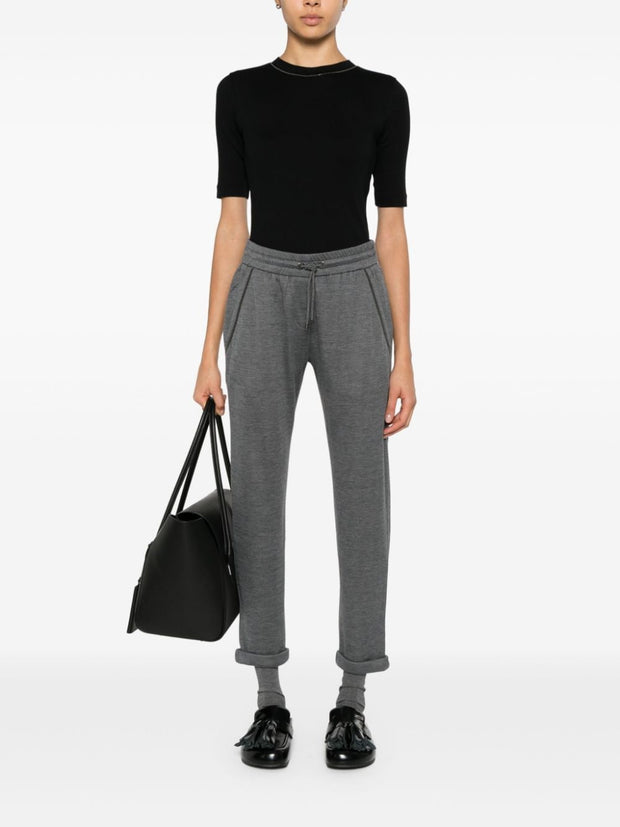 Brunello Cucinelli Cotton And Silk Blend Trousers - Grey