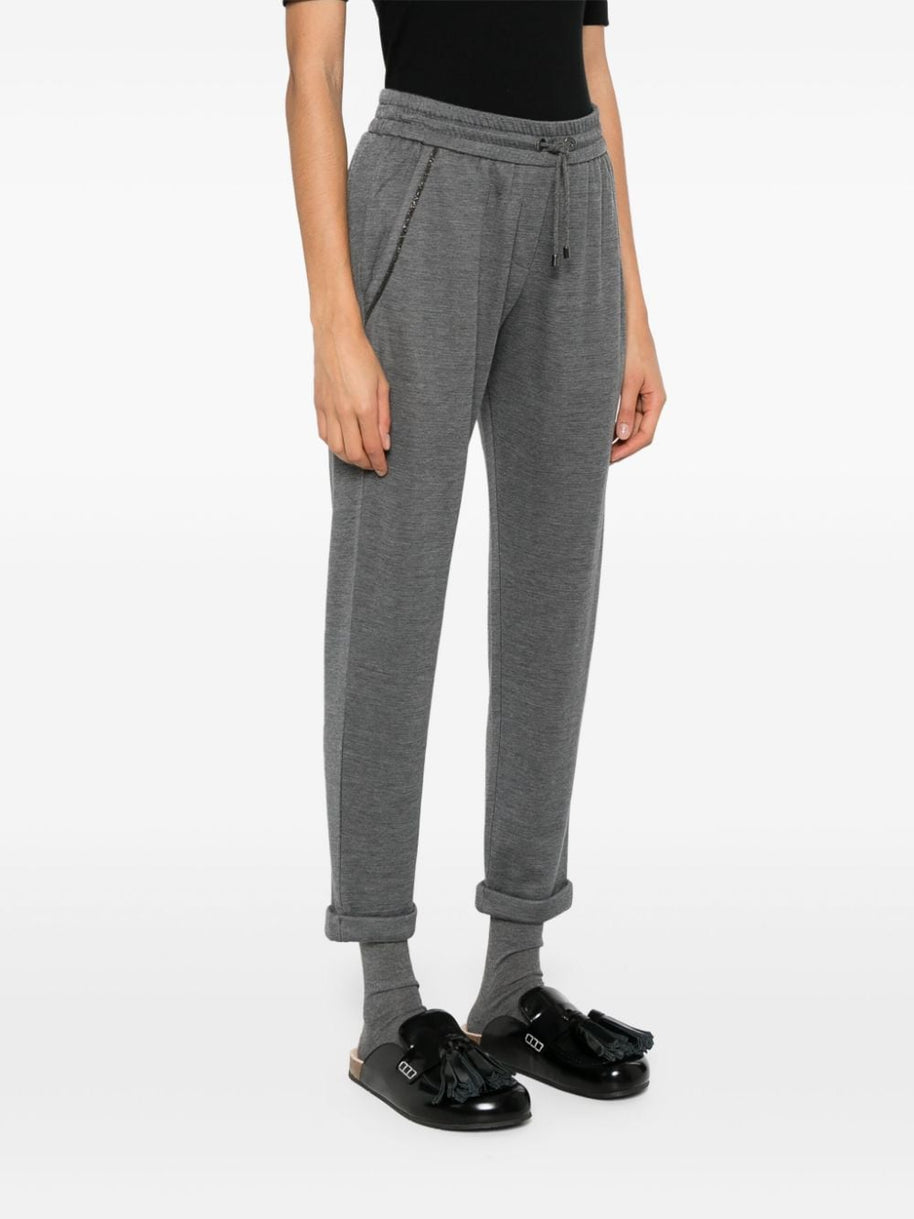 Brunello Cucinelli Cotton And Silk Blend Trousers - Grey