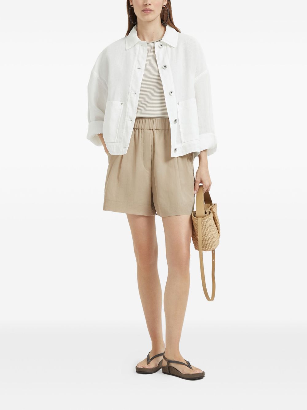 Brunello Cucinelli Cotton Jersey T-shirt With Monili Detail - Beige