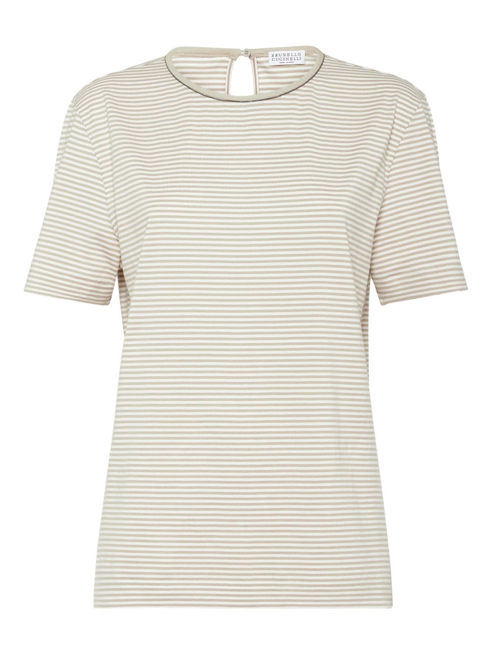 Brunello Cucinelli Cotton Jersey T-shirt With Monili Detail - Beige