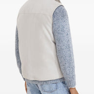 Brunello Cucinelli Leather Down Vest - White
