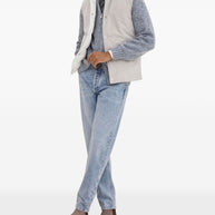 Brunello Cucinelli Leather Down Vest - White