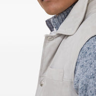 Brunello Cucinelli Leather Down Vest - White