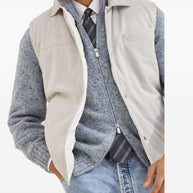 Brunello Cucinelli Leather Down Vest - White