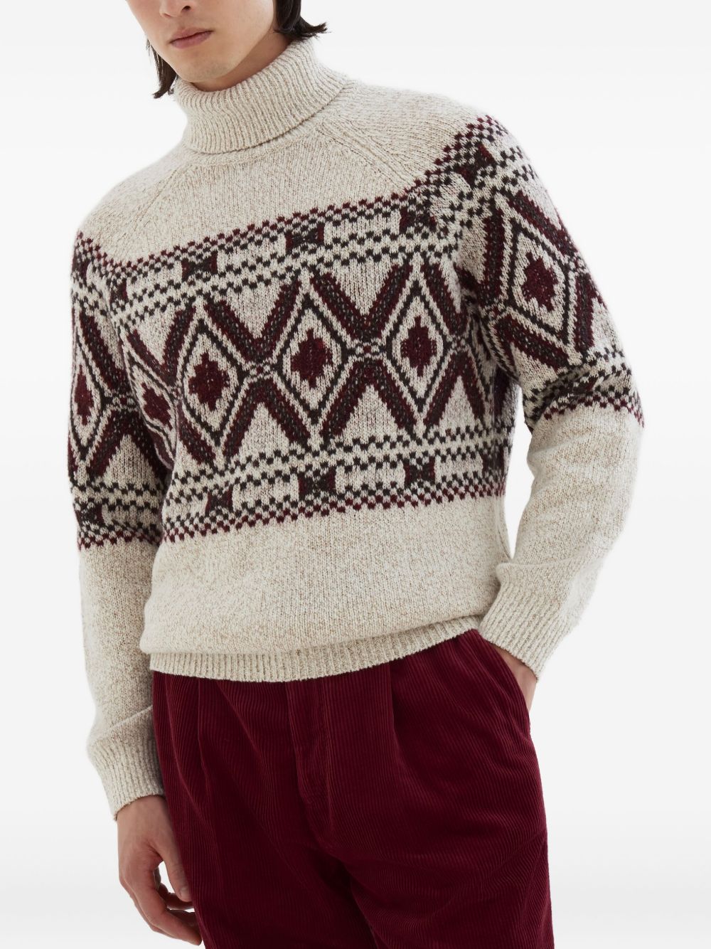 Brunello Cucinelli Wool And Silk Turtle-neck Jumper - Beige