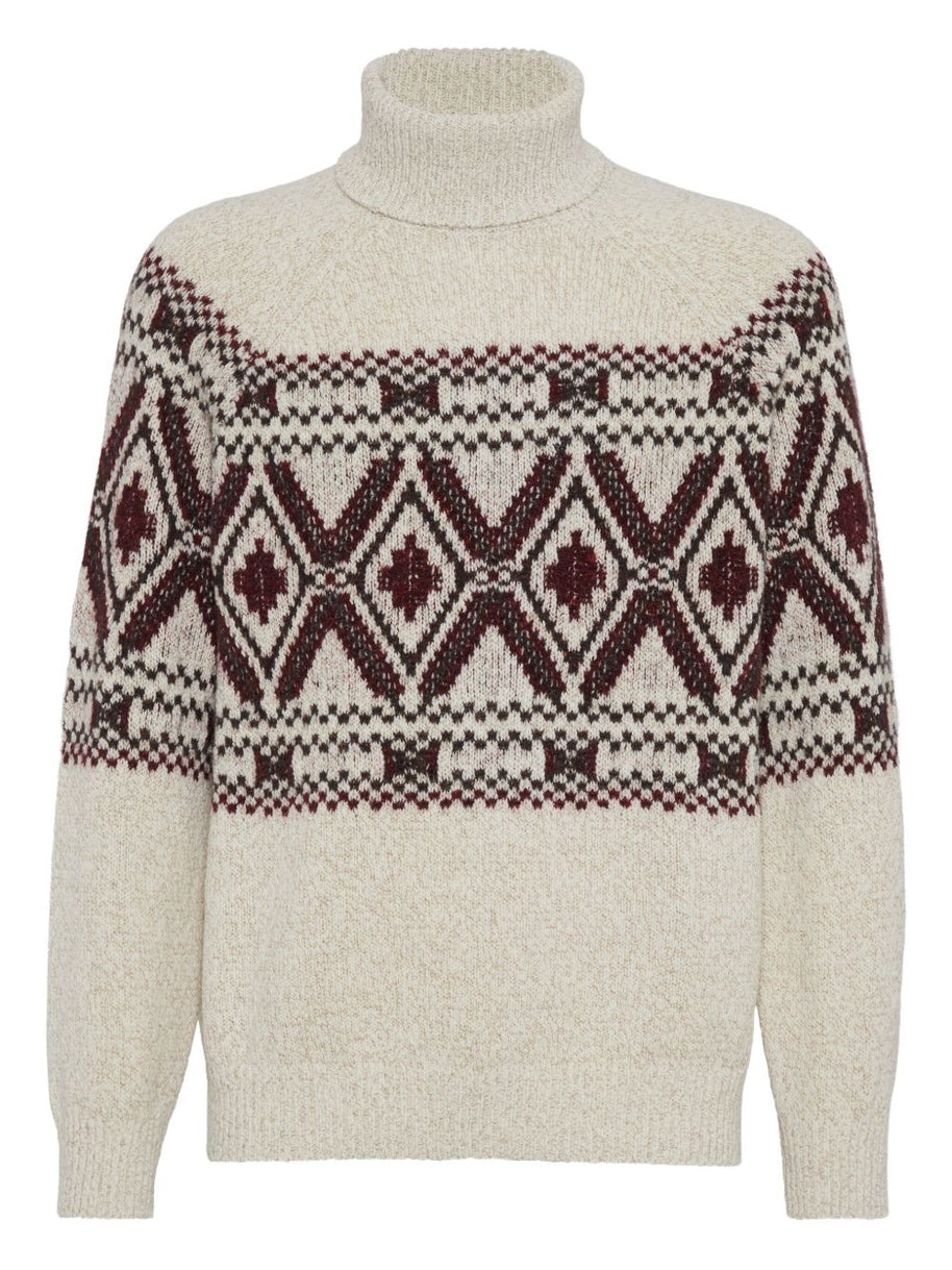 Brunello Cucinelli Wool And Silk Turtle-neck Jumper - Beige