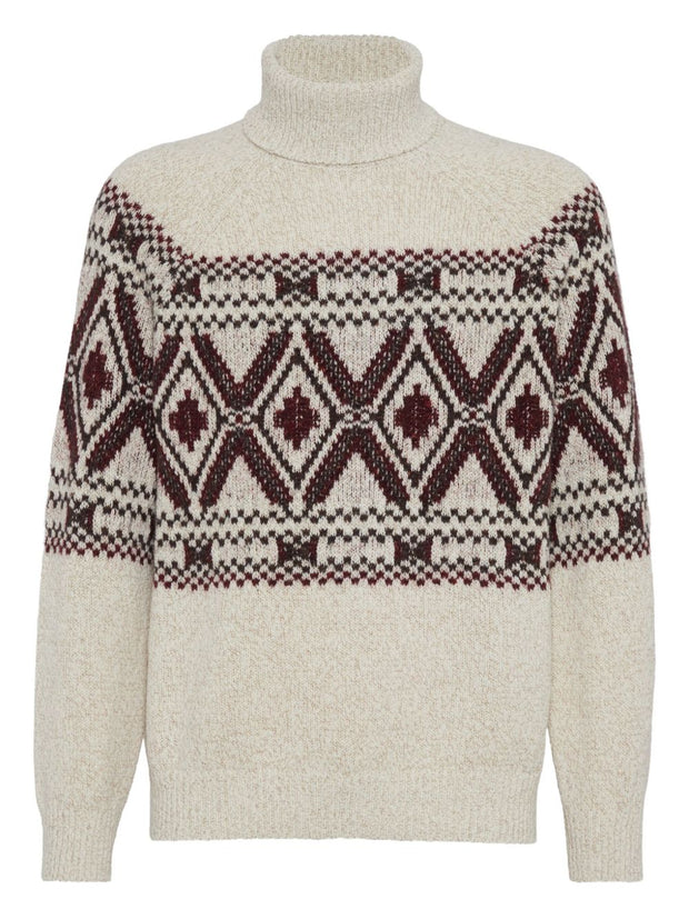 Brunello Cucinelli Wool And Silk Turtle-neck Jumper - Beige