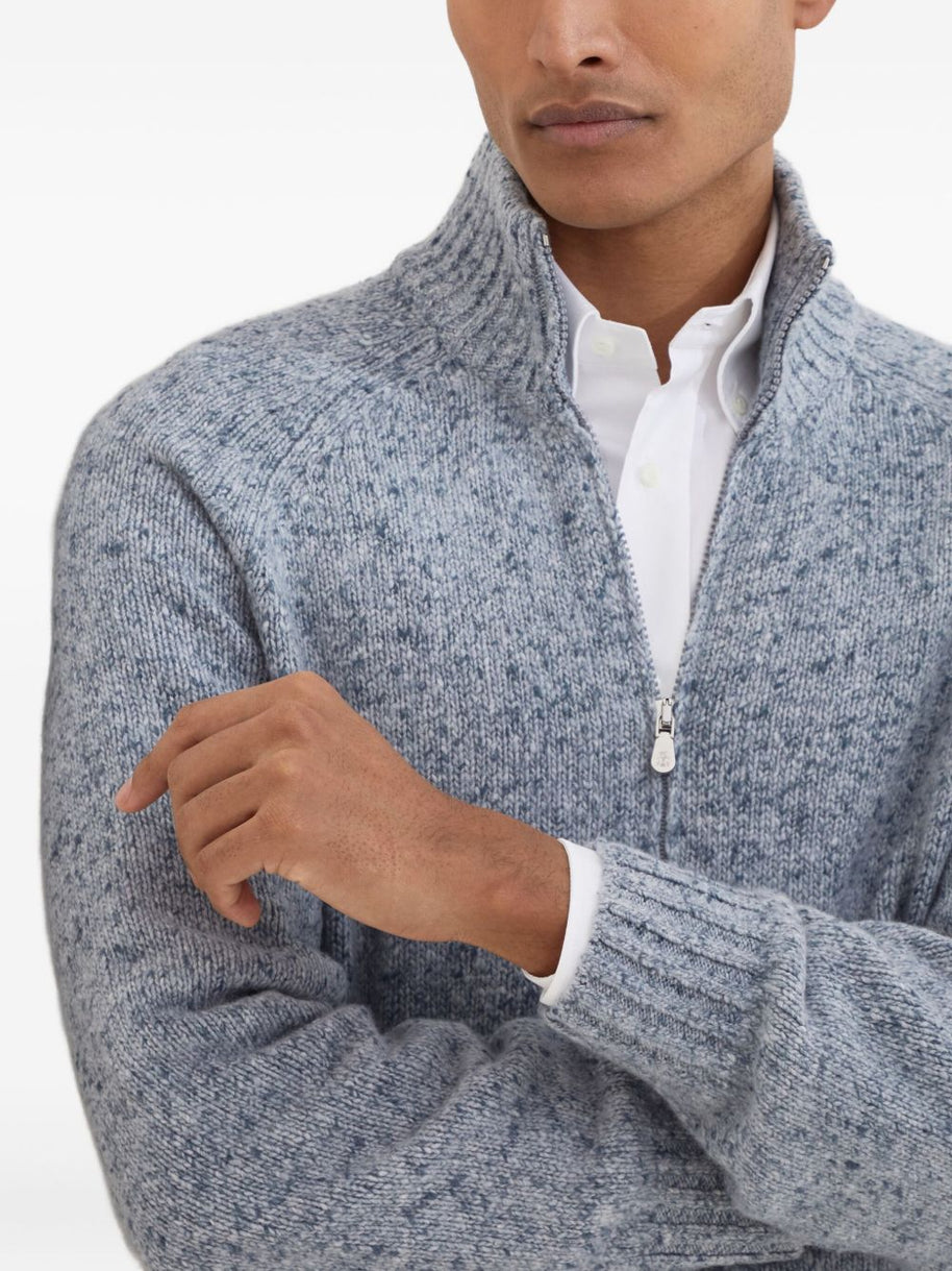 Brunello Cucinelli Cashmere Zipped Cardigan - Clear Blue