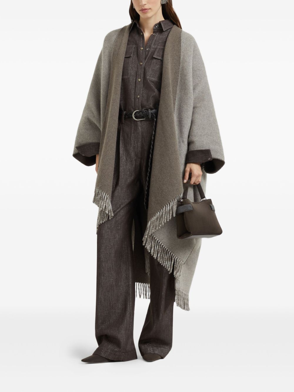 Brunello Cucinelli Wool Poncho - Brown