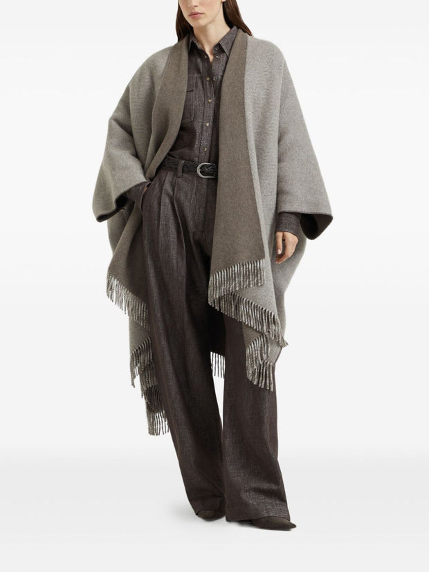 Brunello Cucinelli Wool Poncho - Brown
