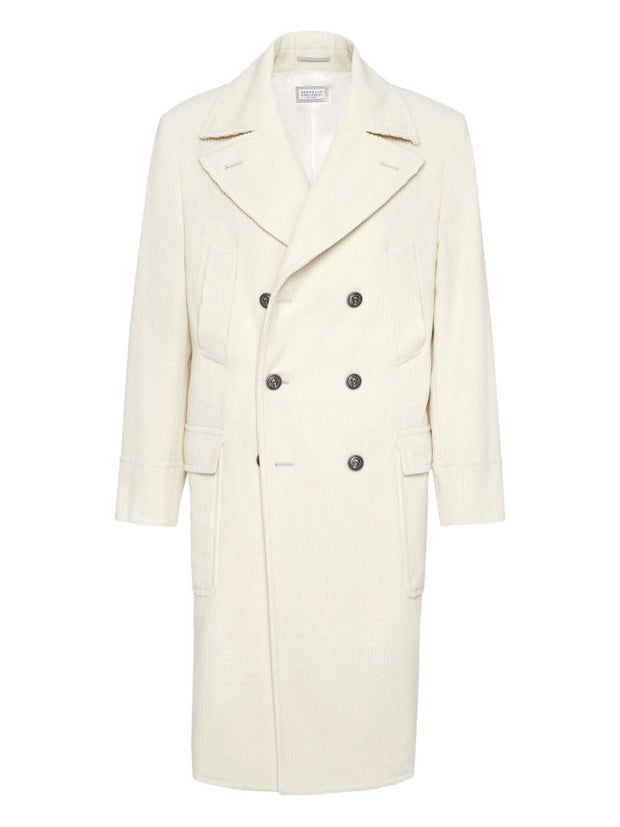 Brunello Cucinelli Cashmere Velvet Coat - White