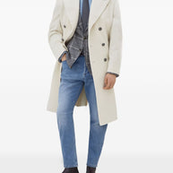 Brunello Cucinelli One-and-a-half-breasted Coat In Wide Cashmere Corduroy With Patch Pockets And Metal Buttons