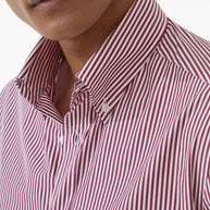 Brunello Cucinelli Striped Cotton Shirt - Red
