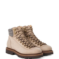 Brunello Cucinelli Nubuck Mountain-style Boots With Wool And Cashmere Insert