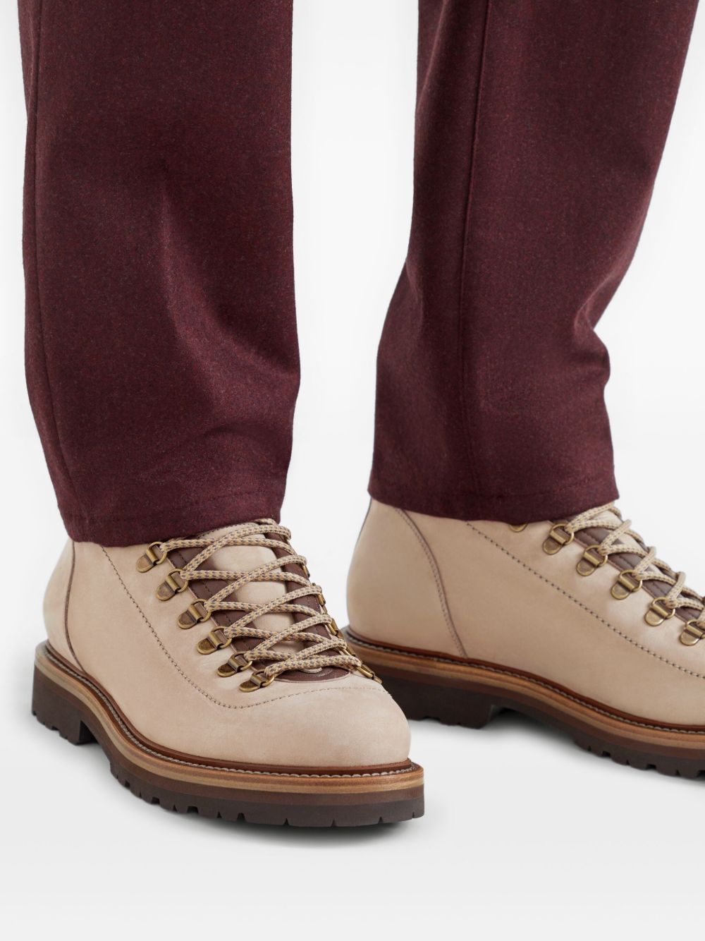 Brunello Cucinelli Nubuck Mountain-style Boots With Wool And Cashmere Insert