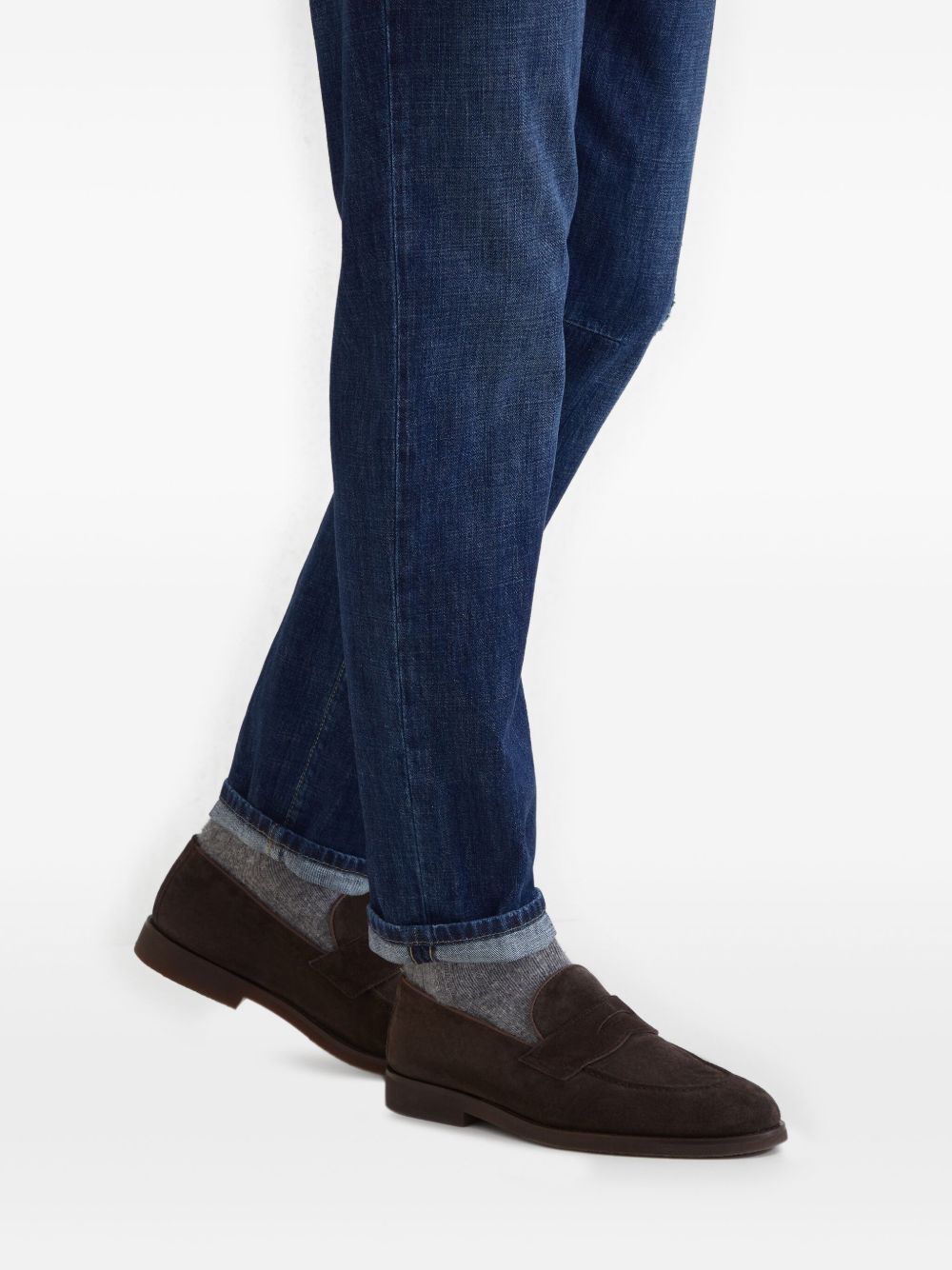 Brunello Cucinelli Suede Leather Loafers Black