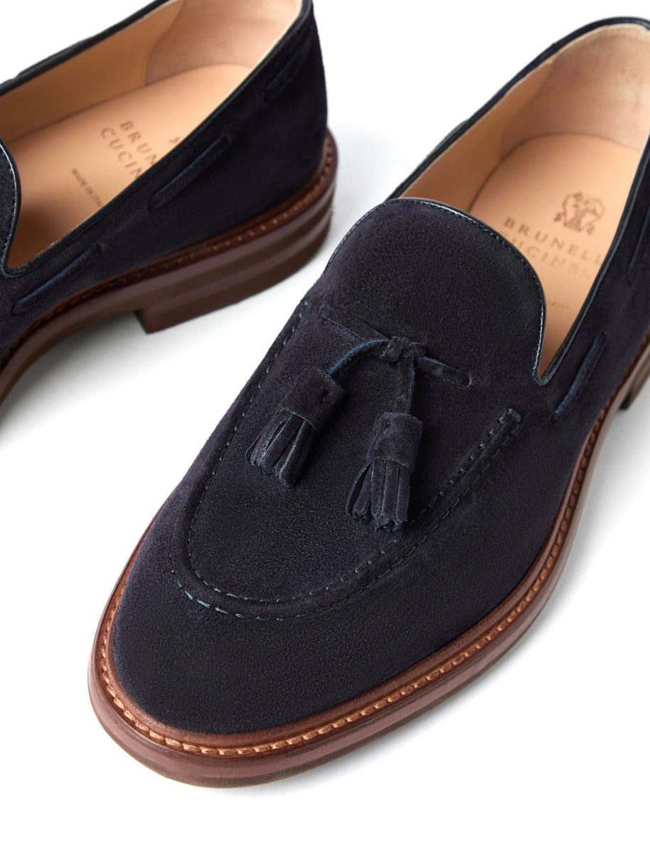 Brunello Cucinelli Suede Leather Loafers - Blue